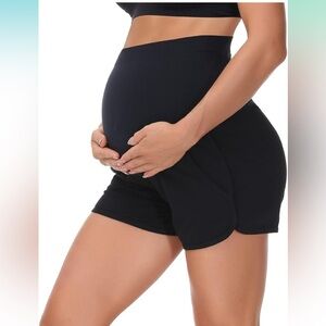 Whimfinity Maternity Biker Shorts Stretchy 2 Pack Black XL